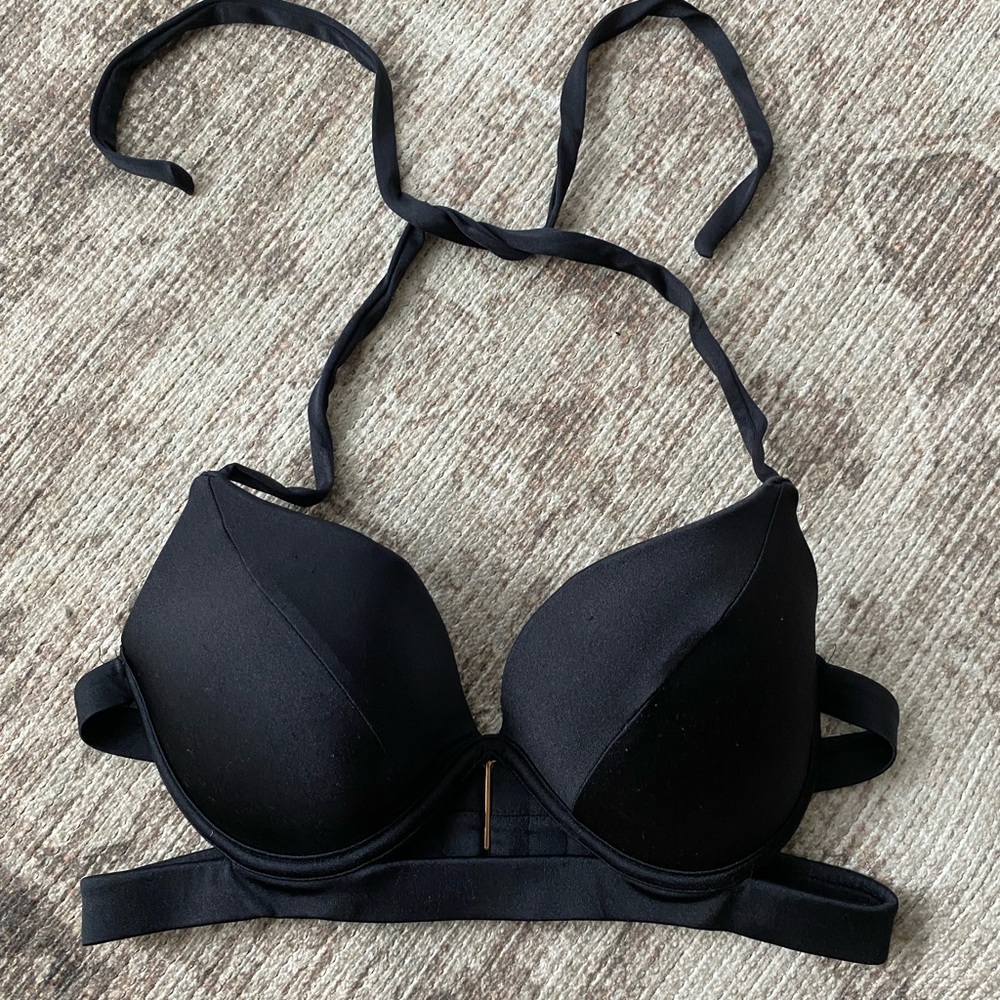 Victorias Secret Push Up/Padded Halter Tie Swim Top | Black | 34C